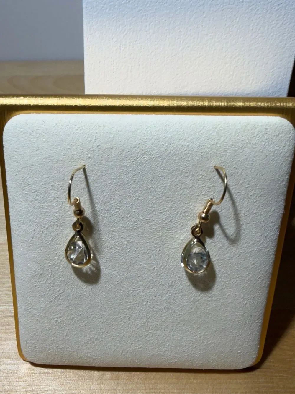 Gold Teardrop Crystal Dangle Earrings - Women Jewelry